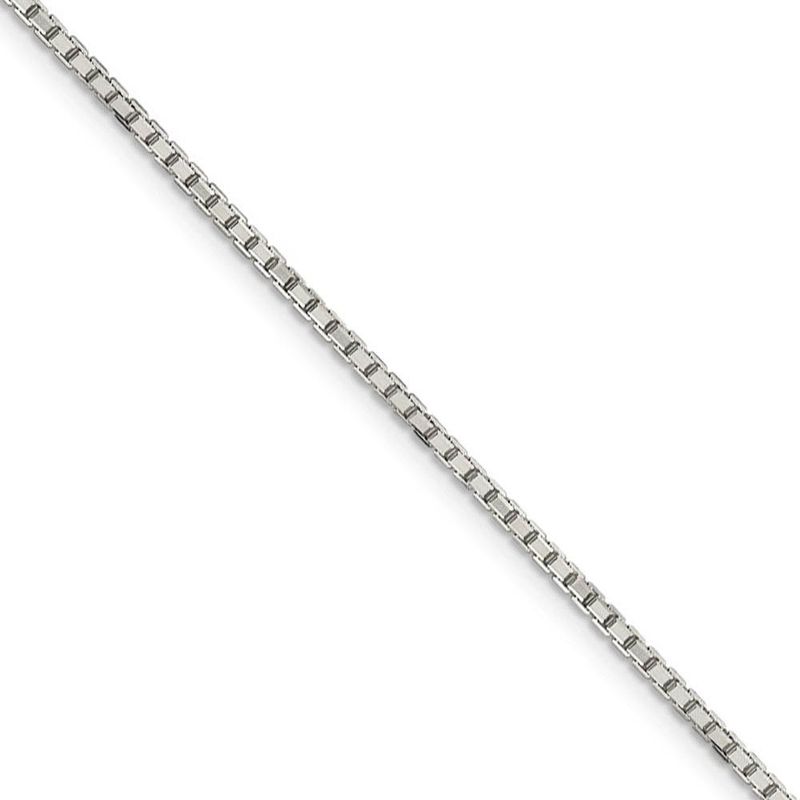 1.7mm Sterling Silver D/C Solid Octagonal Box Chain Necklace, 22 Inch